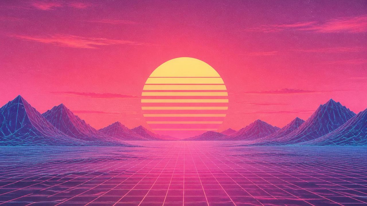 Vaporwave — Vol. 01 — Sun Grid, desktop wallpaper